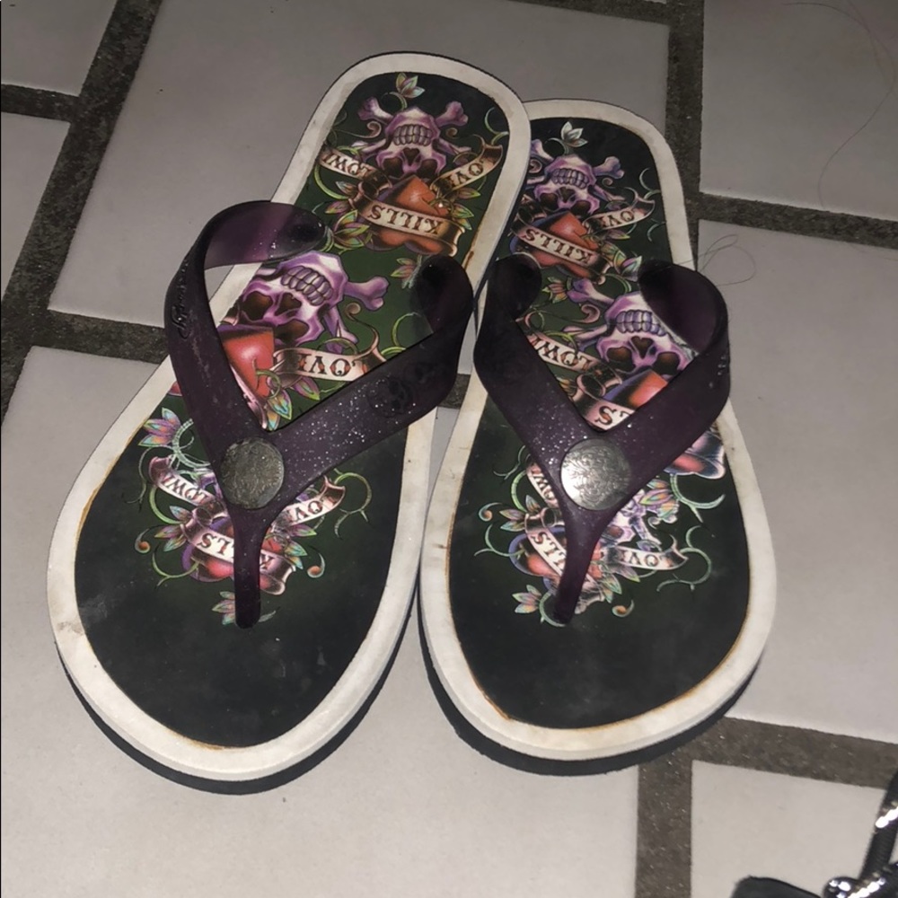 Ed Hardy flip flops